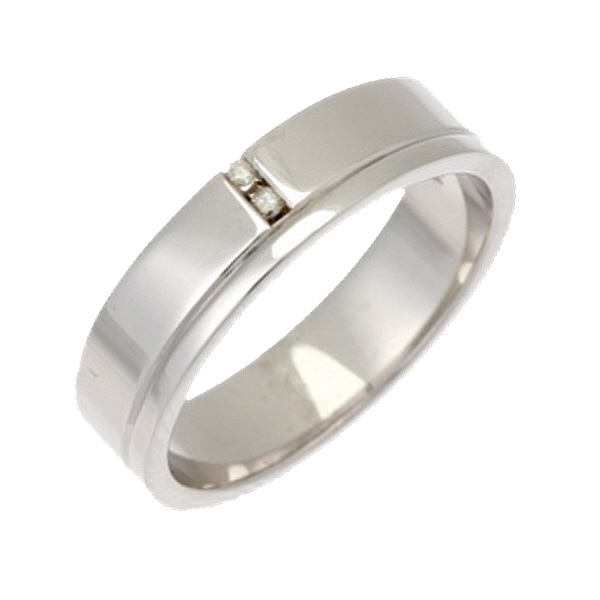 5mm 9ct White Gold Flat Court 0.02ct Round Diamond Ring