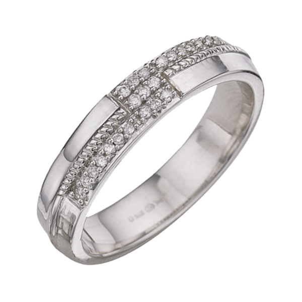 4mm 9ct White Gold Court 0.12ct Round Diamond Eternity Ring