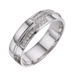 6mm 9ct White Gold Court 0.12ct Round Diamond Eternity Ring