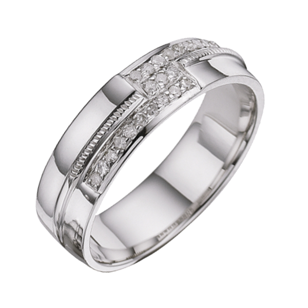 6mm 9ct White Gold Court 0.12ct Round Diamond Eternity Ring