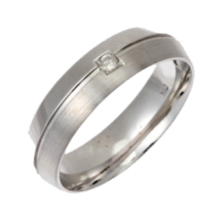 6mm 9ct White Gold Court 0.05ct Round Diamond Ring