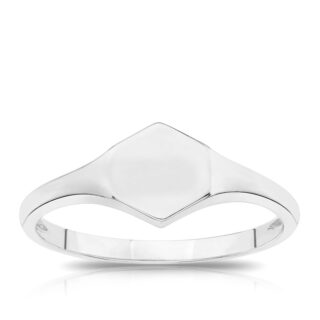 Silver Light Weight Hexagon Ladies Signet Ring