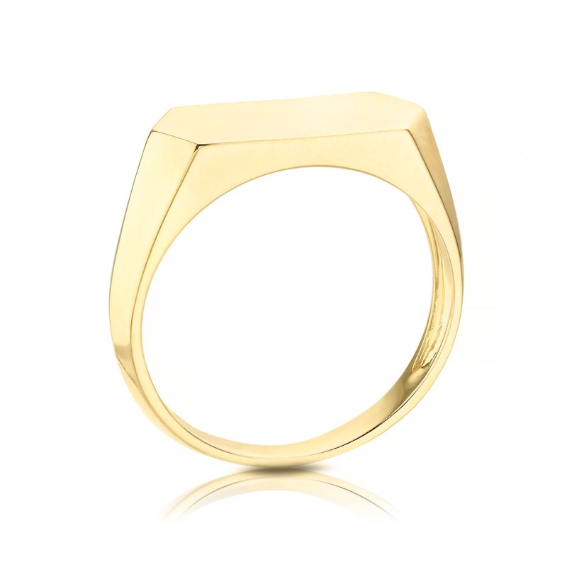 9ct Yellow Gold Light Weight Oblong Hexagon Ladies Signet Ring - Image 3