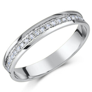3.5m 9ct White Gold Flat Court 0.25ct Round Diamond Wedding Ring