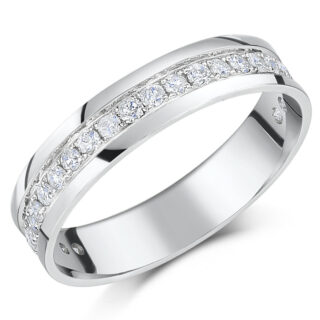 4.5mm 9ct White Gold Flat Court 0.5ct Round Diamond Wedding Ring