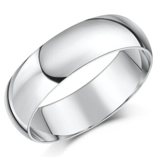 6mm 9ct White Gold Heavy D Wedding Ring
