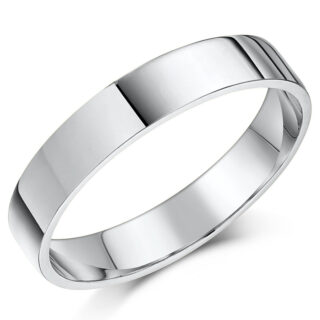4mm 18ct White Gold Heavy Flat Wedding Ring