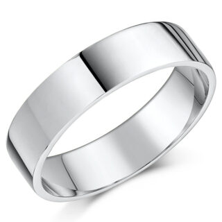 5mm 9ct White Gold Heavy Flat Wedding Ring