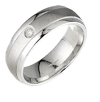 6mm 9ct White Gold Court 0.04ct Round Diamond Matt Centre Wedding Ring