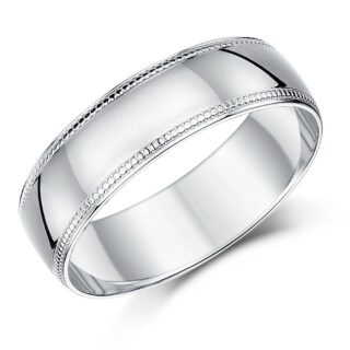 9ct White Gold Millgrain Wedding Ring