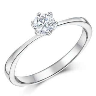 9ct White Gold Third Carat Diamond Six Claw Solitaire Six Claw Engagement Ring