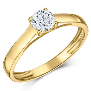 9ct Yellow Gold Half Carat Diamond Solitaire Engagement Ring