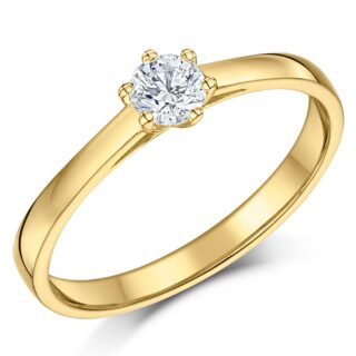 9ct Yellow Gold Third Carat Diamond Six Claw Solitaire Six Claw Engagement Ring
