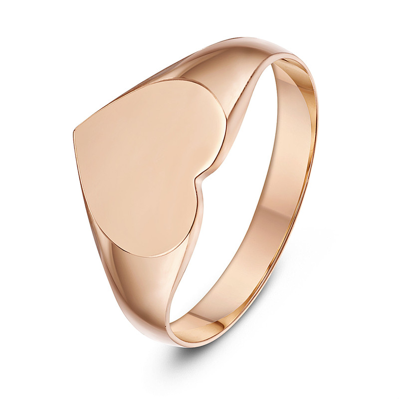 9ct Rose Gold Light Weight Heart Shape Ladies Signet Ring