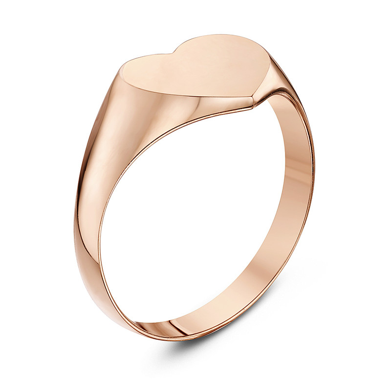 9ct Rose Gold Light Weight Heart Shape Ladies Signet Ring - Image 3