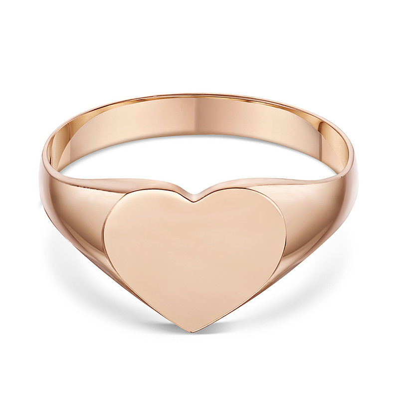 9ct Rose Gold Light Weight Heart Shape Ladies Signet Ring - Image 4