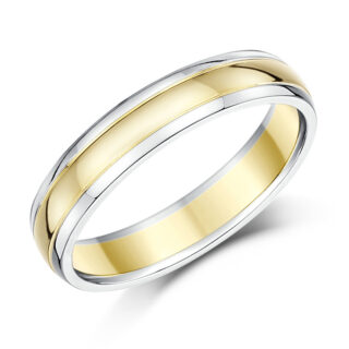 4mm 18ct Two Colour Gold Court Wedding Ring