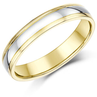 4mm 18ct Two Colour Gold Court Wedding Ring