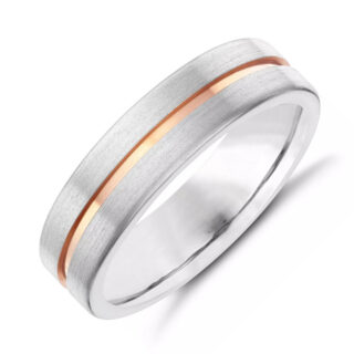 Titanium Flat Court with Rose Colour Groove Inlay 6mm Ring