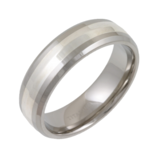 Titanium and Silver Inlay Flat Court 7mm Ring